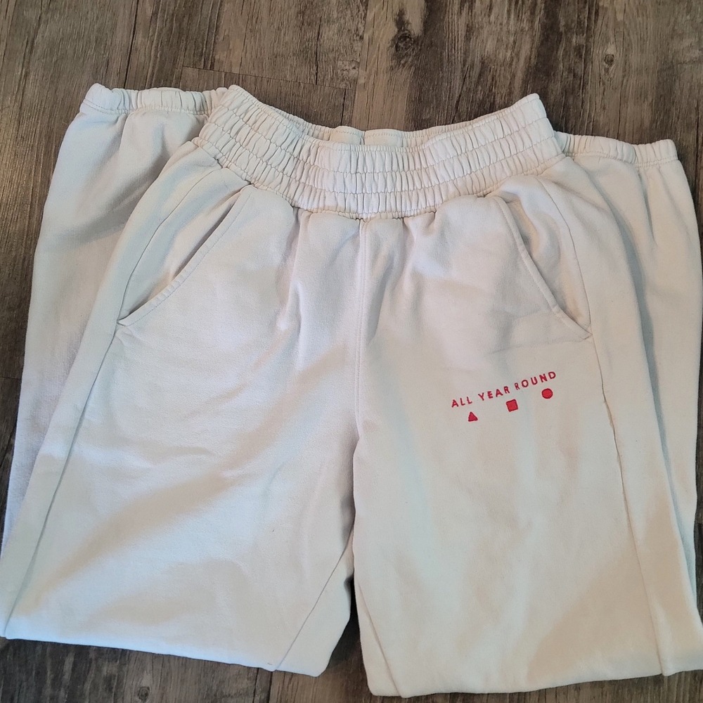 AYR All Year Round Sweatpants XS Cream Off White Joggers Elastic Waist Peru